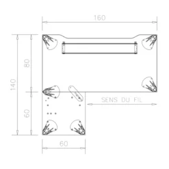 Bureau droit Epure - l. 160 x pr. 80 cm - échancrure + retour l. 60 x pr. 60 cm
