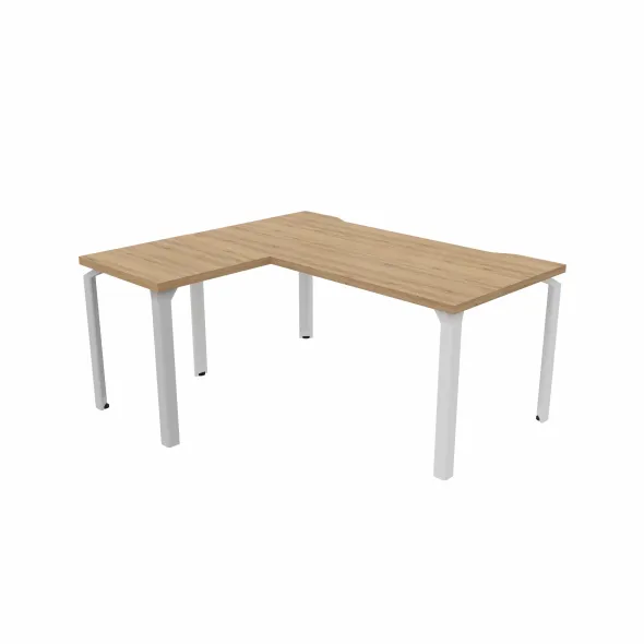 Bureau droit Epure - l. 160 x pr. 80 cm - échancrure + retour l. 60 x pr. 60 cm