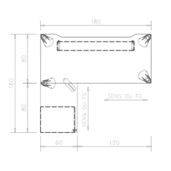 Bureau droit Epure - l. 180 x pr. 80 cm - échancrure + retour l. 80 x pr. 60 cm sur caisson porteur