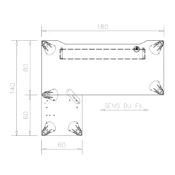 Bureau droit Epure - l. 180 x pr. 80 cm - échancrure - boitier 1 PC + 1 USB A + 1 USB C + retour l. 60 x pr. 60 cm