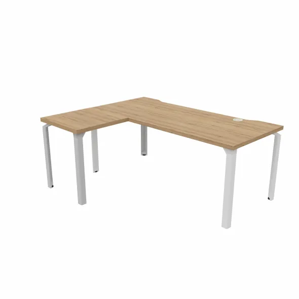 Bureau droit Epure - l. 180 x pr. 80 cm - échancrure - boitier 1 PC + 1 USB A + 1 USB C + retour l. 60 x pr. 60 cm