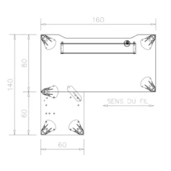 Bureau droit Epure - l. 160 x pr. 80 cm - échancrure - boitier 1 PC + 1 USB A + 1 USB C + retour l. 60 x pr. 60 cm