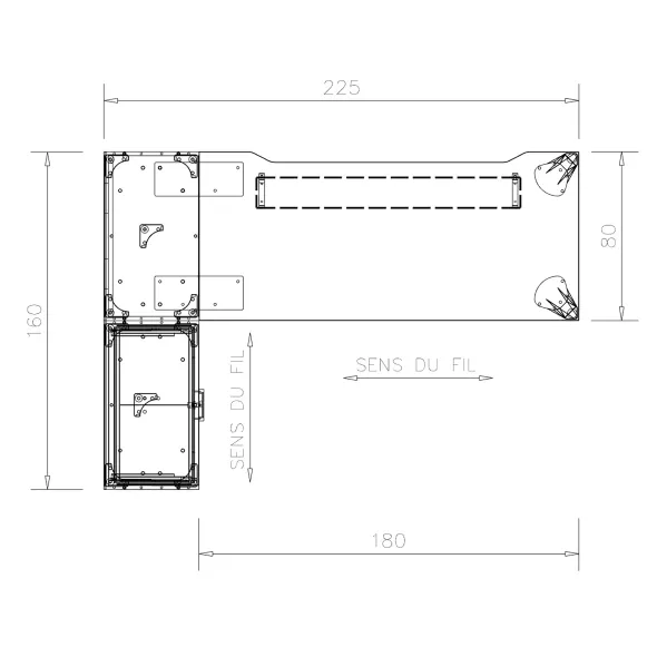 Bureau droit Epure - l. 180 x pr. 80 cm - échancrure + meuble de rangement bas