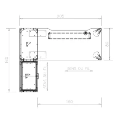 Bureau droit Epure - l. 160 x pr. 80 cm - échancrure + meuble de rangement bas