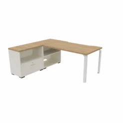Bureau droit Epure - l. 140 x pr. 80 cm - échancrure + meuble de rangement bas