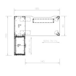 Bureau droit Epure - l. 140 x pr. 80 cm - échancrure + meuble de rangement bas