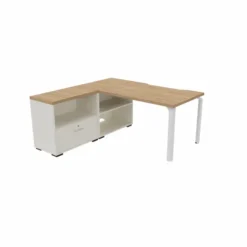 Bureau droit Epure - l. 120 x pr. 80 cm - échancrure + meuble de rangement bas