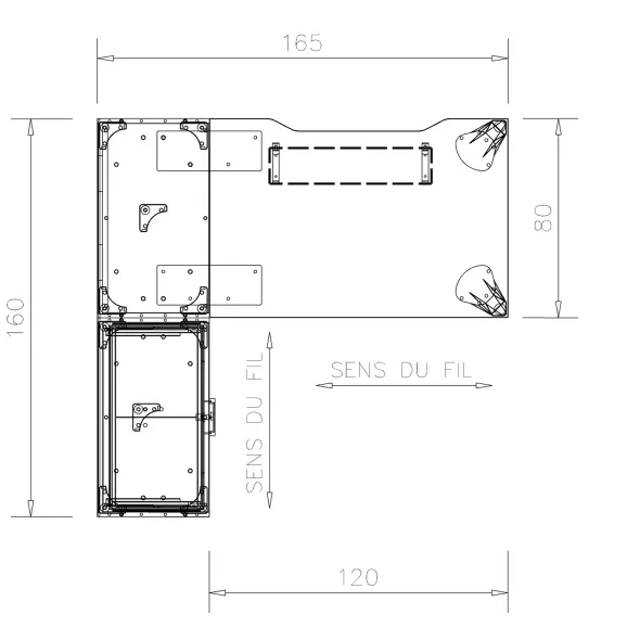 Bureau droit Epure - l. 120 x pr. 80 cm - échancrure + meuble de rangement bas