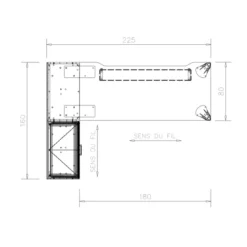 Bureau droit Epure - l. 180 x pr. 80 cm - échancrure + meuble de rangement haut