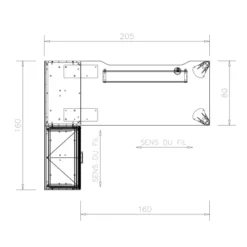 Bureau droit Epure - l. 160 x pr. 80 cm - échancrure + meuble de rangement haut