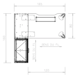 Bureau droit Epure - l. 120 x pr. 80 cm - échancrure + meuble de rangement haut
