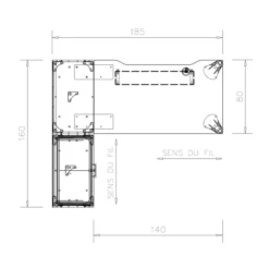 Bureau droit Epure - l. 140 x pr. 80 cm - échancrure boitier + meuble de rangement bas