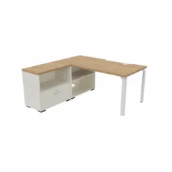 Bureau droit Epure - l. 120 x pr. 80 cm - échancrure boitier + meuble de rangement bas