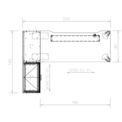Bureau droit Epure - l. 180 x pr. 80 cm - échancrure boitier + meuble de rangement haut