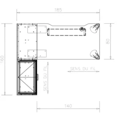 Bureau droit Epure - l. 140 x pr. 80 cm - échancrure boitier + meuble de rangement haut