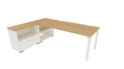 Bureau droit Epure - l. 180 x pr. 80 cm + meuble de rangement bas