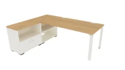 Bureau droit Epure - l. 160 x pr. 80 cm + meuble de rangement bas