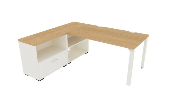 Bureau droit Epure - l. 140 x pr. 80 cm + meuble de rangement bas