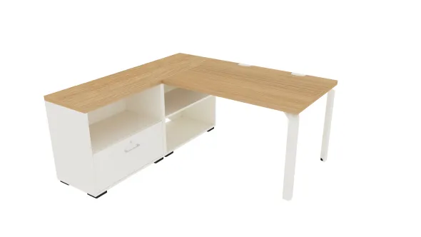 Bureau droit Epure - l. 120 x pr. 80 cm + meuble de rangement bas