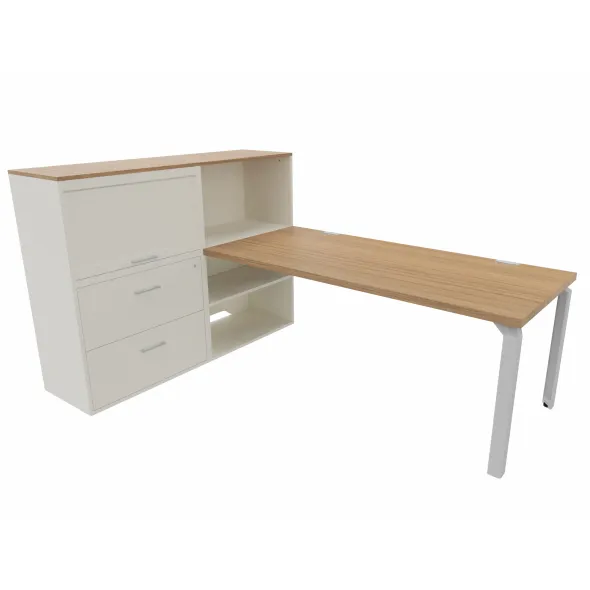 Bureau droit Epure - l. 180 x pr. 80 cm + meuble de rangement haut