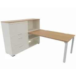 Bureau droit Epure - l. 160 x pr. 80 cm + meuble de rangement haut