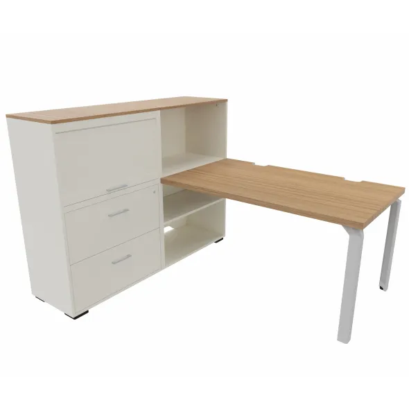 Bureau droit Epure - l. 140 x pr. 80 cm + meuble de rangement haut