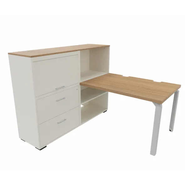 Bureau droit Epure - l. 120 x pr. 80 cm + meuble de rangement haut