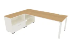 Bureau droit Epure - l. 180 x pr. 80 cm + meuble de rangement bas - chant bicolore