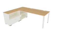Bureau droit Epure - l. 160 x pr. 80 cm + meuble de rangement bas - chant bicolore