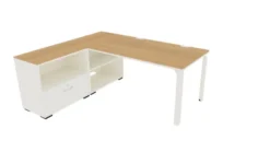 Bureau droit Epure - l. 140 x pr. 80 cm + meuble de rangement bas - chant bicolore