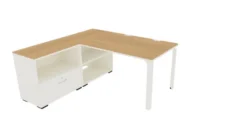 Bureau droit Epure - l. 120 x pr. 80 cm + meuble de rangement bas - chant bicolore
