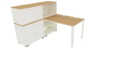 Bureau droit Epure - l. 120 x pr. 80 cm + meuble de rangement haut - chant bicolore
