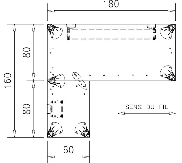 Bureau droit Epure - l. 180 x pr. 80 cm + retour l. 80 x pr. 60 cm