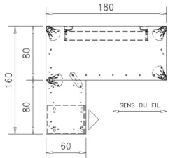 Bureau droit Epure - l. 180 x pr. 80 cm + retour l. 80 x pr. 60 cm sur caisson porteur