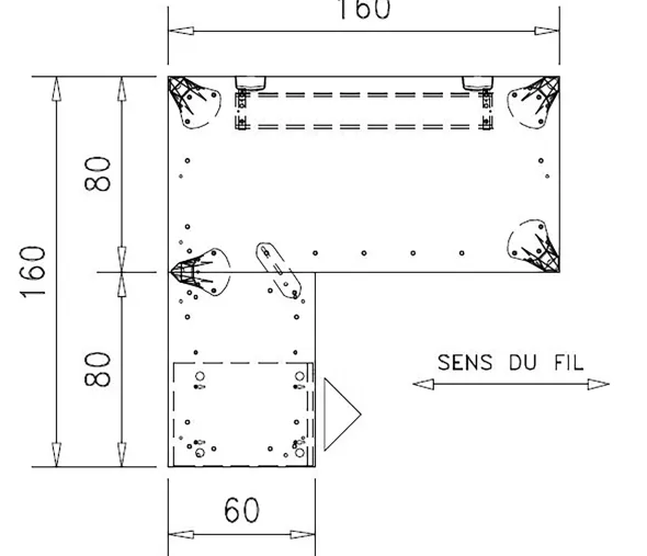 Bureau droit Epure - l. 160 x pr. 80 cm + retour l. 80 x pr. 60 cm sur caisson porteur