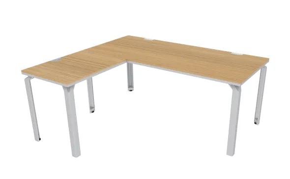 Bureau droit Epure - l. 180 x pr. 80 cm + retour l. 80 x pr. 60 cm - chant bicolore
