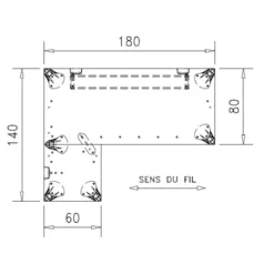 Bureau droit Epure - l. 180 x pr. 80 cm + retour l. 60 x pr. 60 cm - chant bicolore