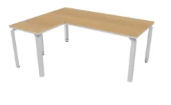 Bureau droit Epure - l. 180 x pr. 80 cm + retour l. 60 x pr. 60 cm - chant bicolore