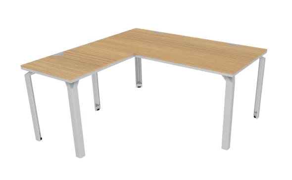 Bureau droit Epure - l. 160 x pr. 80 cm + retour l. 80 x pr. 60 cm - chant bicolore