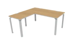 Bureau droit Epure - l. 160 x pr. 80 cm + retour l. 60 x pr. 60 cm - chant bicolore