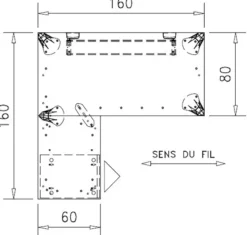 Bureau droit Epure - l. 160 x pr. 80 cm + retour l. 80 x pr. 60 cm - sur caisson porteur - chant bicolore