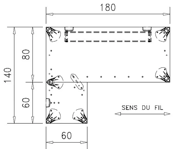 Bureau droit Epure - l. 180 x pr. 80 cm + retour l. 60 x pr. 60 cm