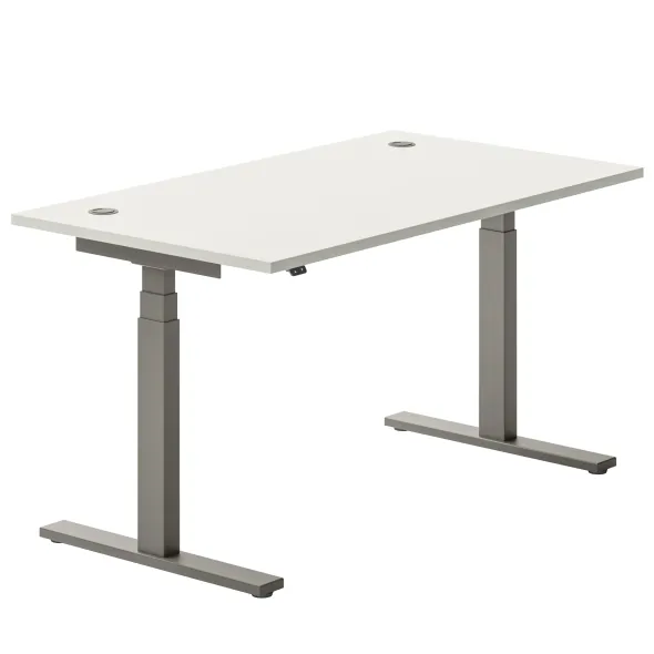 Bureau droit Ergo Up - l. 120 x pr. 80 cm - avec 2 obturateurs - réglage en hauteur électrique