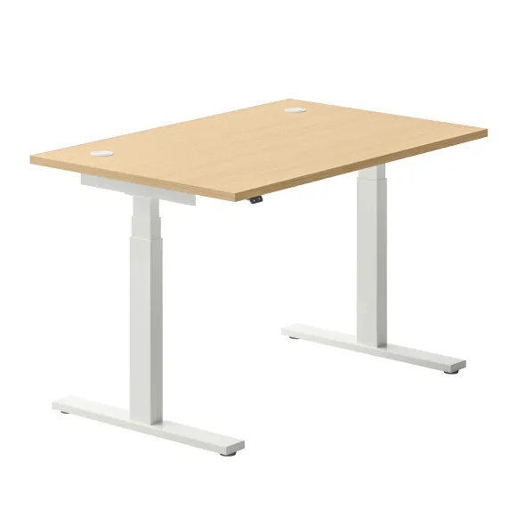 Bureau droit Ergo Up - l. 120 x pr. 80 cm - avec 2 obturateurs - réglage en hauteur électrique