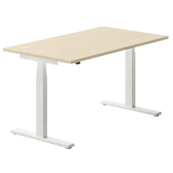 Bureau droit Ergo Up - l. 140 x pr. 80 cm - avec 2 obturateurs - réglage en hauteur électrique