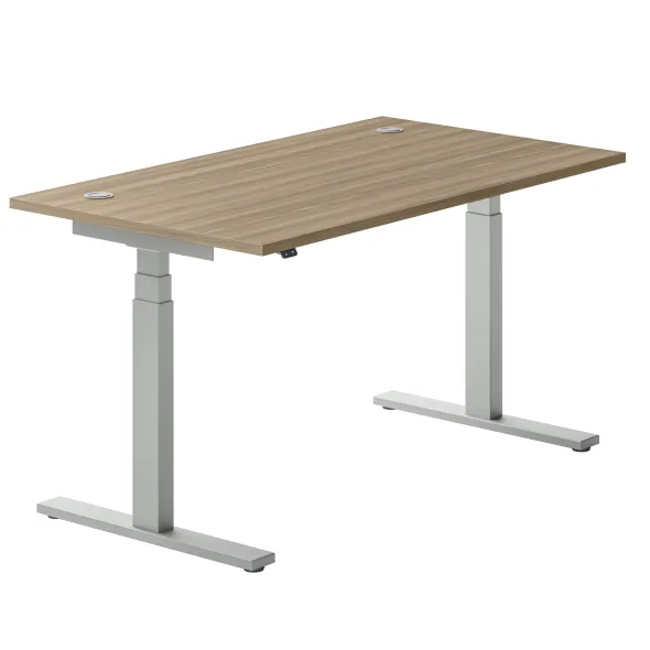 Bureau droit Ergo Up - l. 140 x pr. 80 cm - avec 2 obturateurs - réglage en hauteur électrique