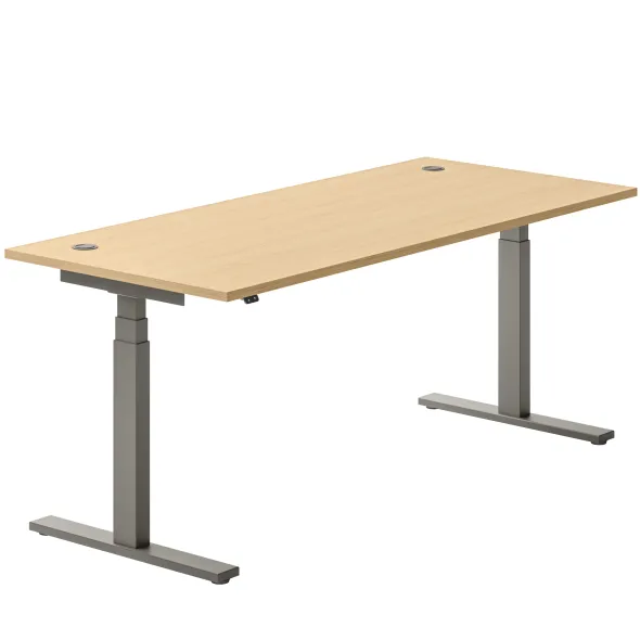 Bureau droit Ergo Up - l. 180 x pr. 80 cm - avec 2 obturateurs - réglage en hauteur électrique