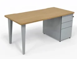 Bureau droit Evidence - l. 160 x pr. 80 cm + caisson porteur