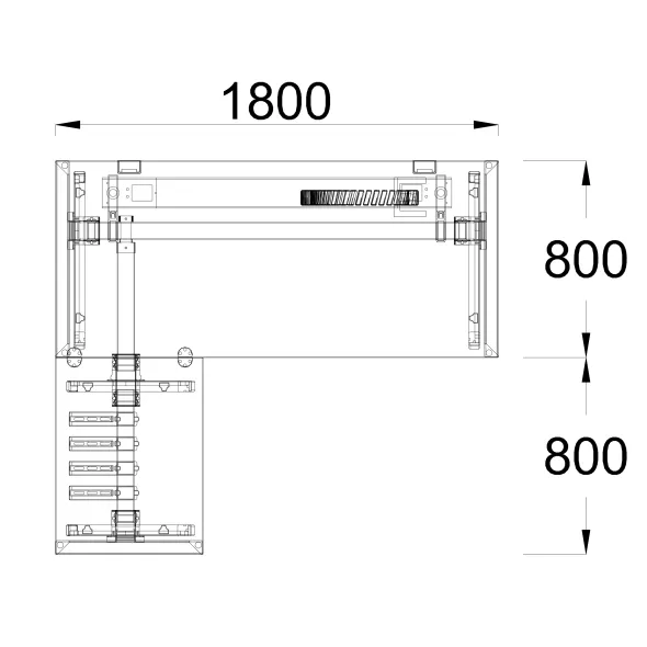 Bureau droit FrameOne II - l. 180 x pr. 80 cm + retour l. 80 x pr. 60 cm - piétement arche