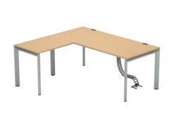 Bureau droit FrameOne II - l. 180 x pr. 80 cm + retour l. 80 x pr. 60 cm - piétement arche